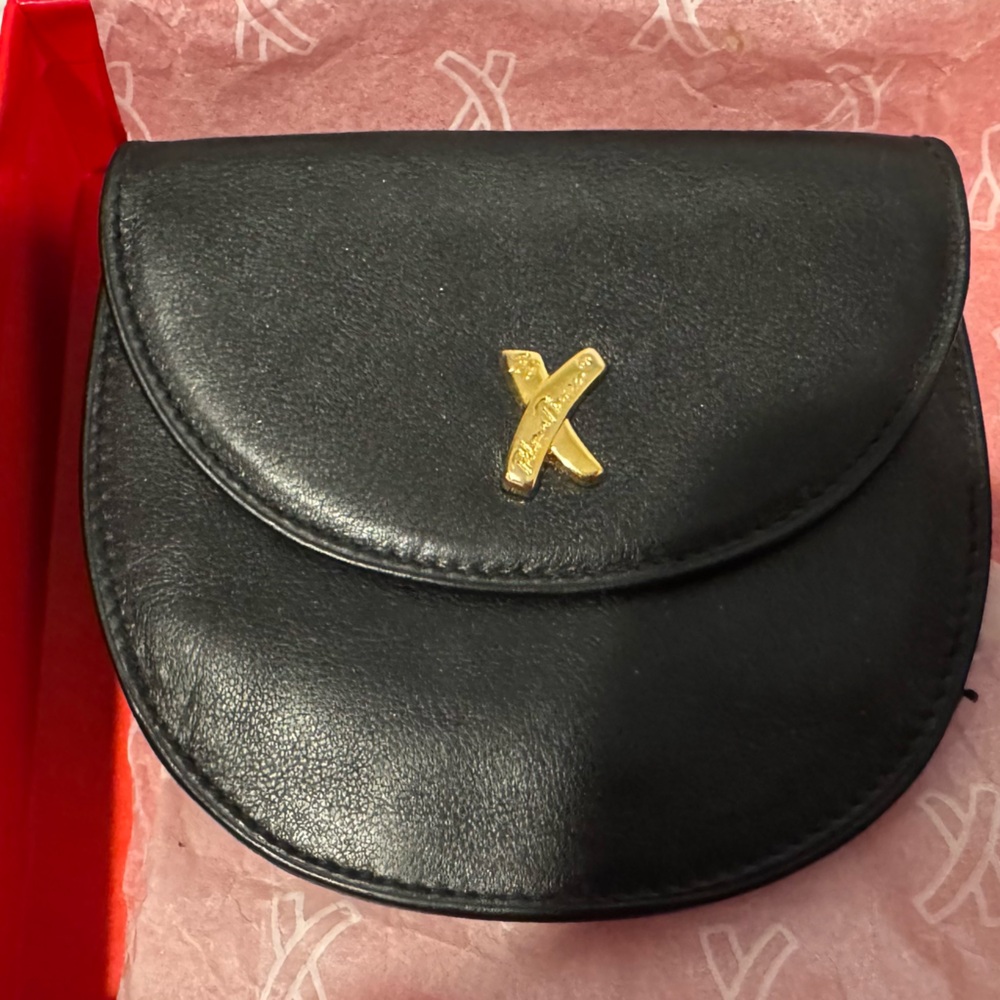 Paloma Picasso Black Leather Coin Purse Frame French - Picture 2 of 8